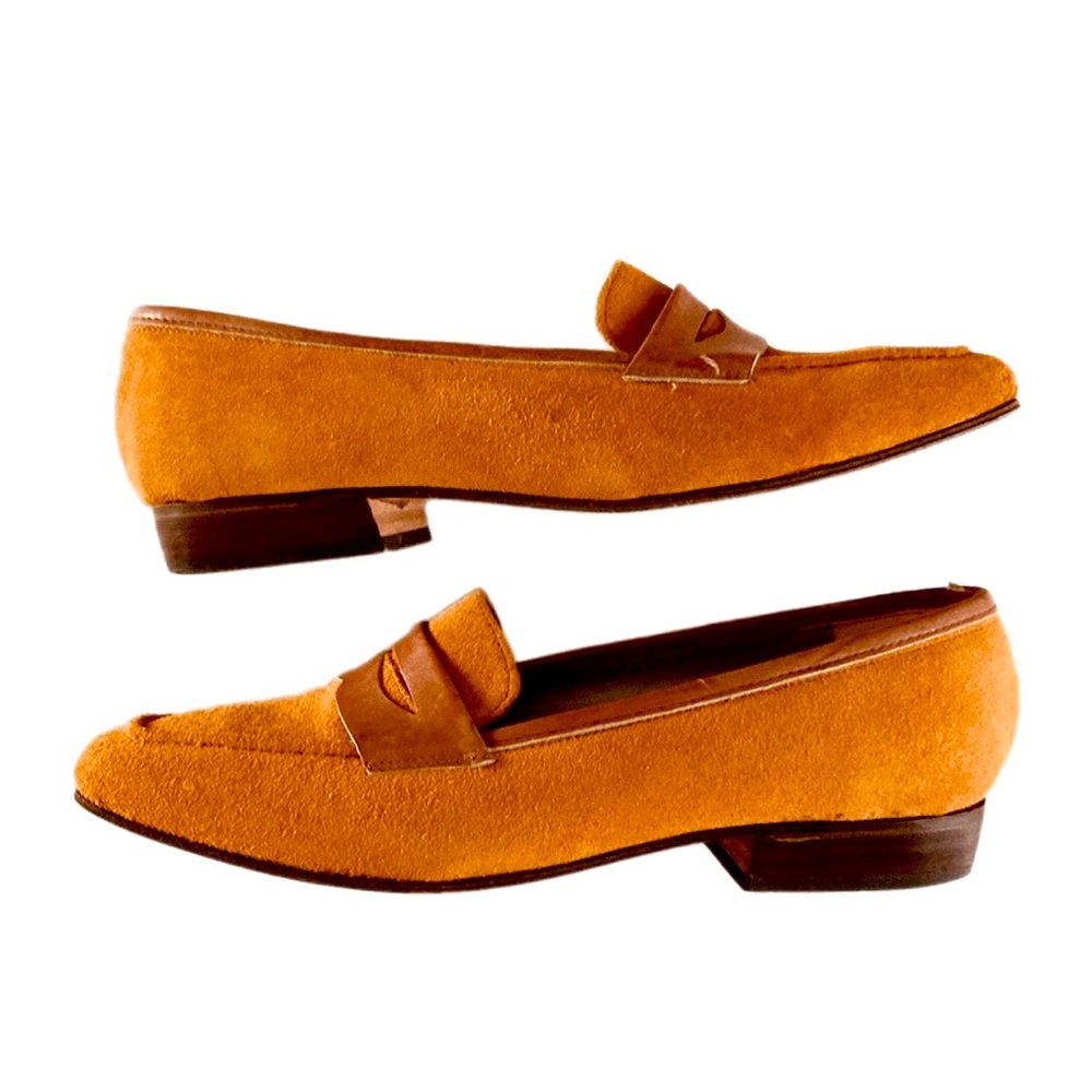 Vintage STUDIO OLYMPIA ochre genuine suede Loafers slip-on shoes. - Picture 9 of 15